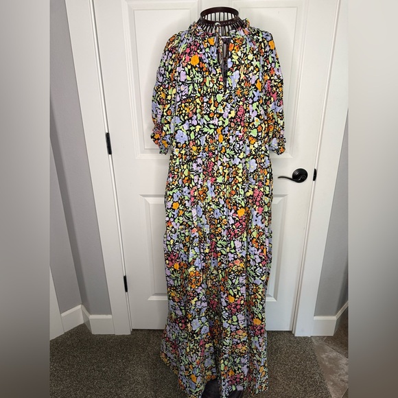 Garmentory Mii Collection Mona Cotton Maxi Dress Large Black Floral / no tie - Picture 2 of 8